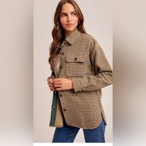 Zara womens / mens shaket over shirt Houndstooth Shirt Jacket size L